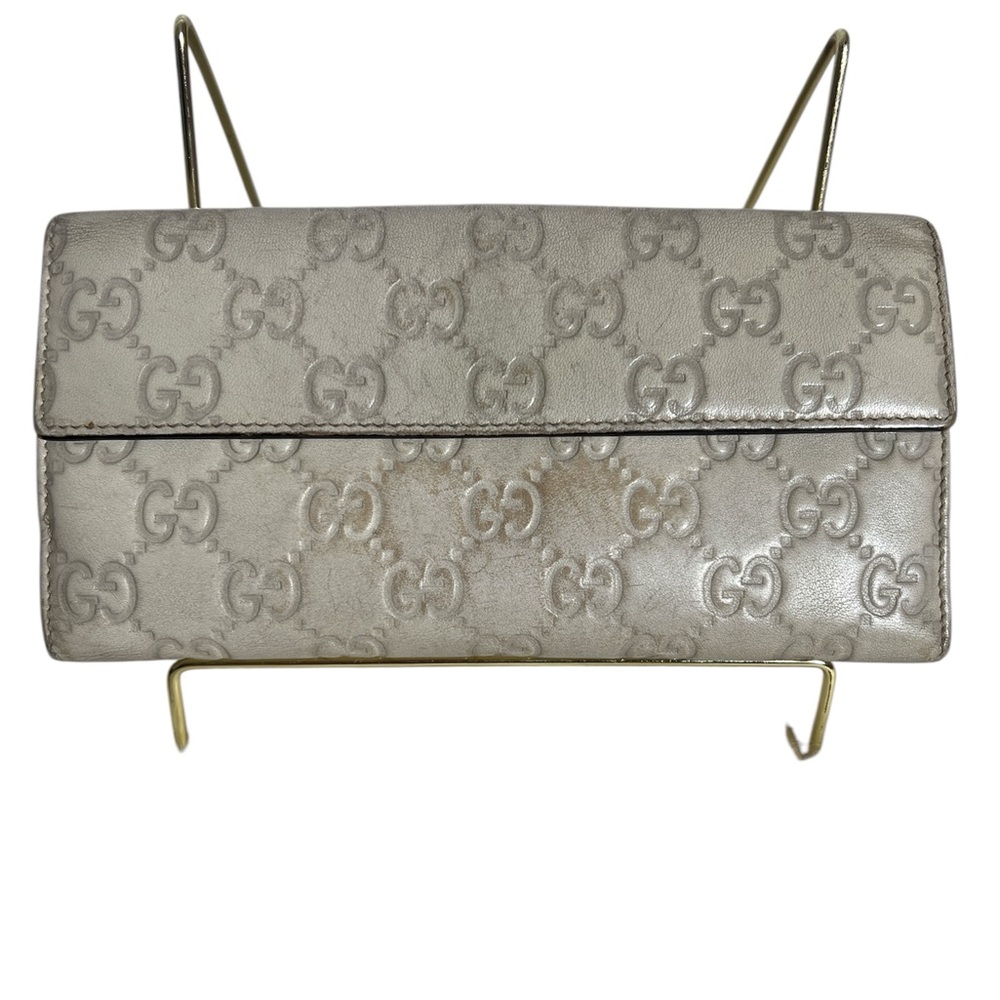 Gucci Cream Beige Large GG Embossed Wallet